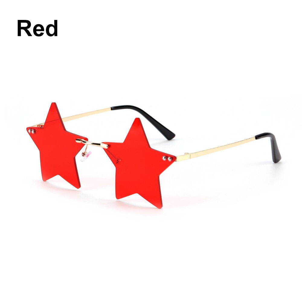 Gafas de sol clásicas con forma de estrella para hombre y mujer, lentes de sol sin montura, transparentes, a la , color océano: red