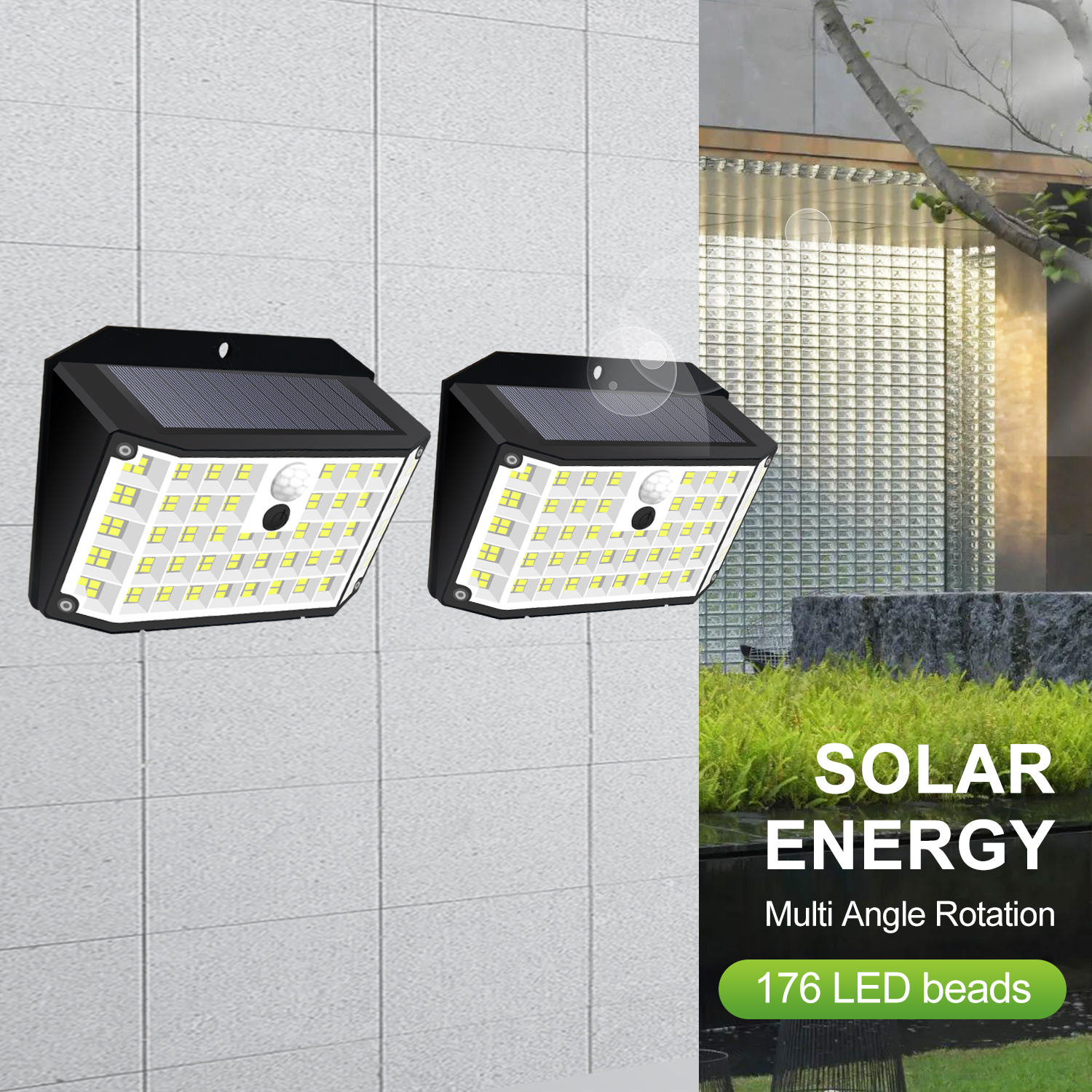Buitenverlichting op zonne-energie 176 LED-schijnwerpers op zonne-energie IP65 waterdicht 3 modi wandlamp voor buiten veranda tuin