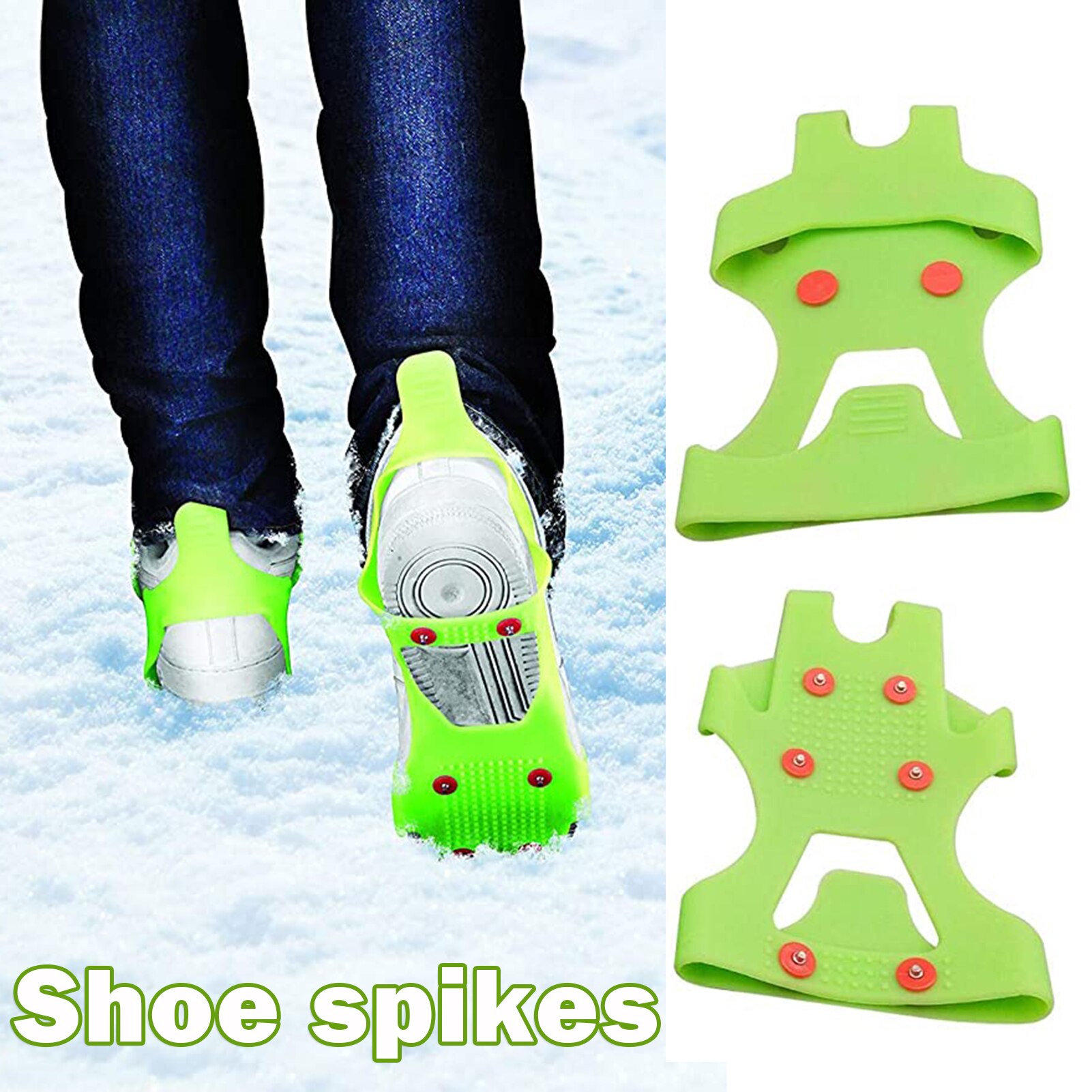 Ice Cleats Ice Grip Snow Grippers Anti Slip for Shoes and Boots Rubber Spikes Crampons with 6 Steel Studs Cleats DSA1