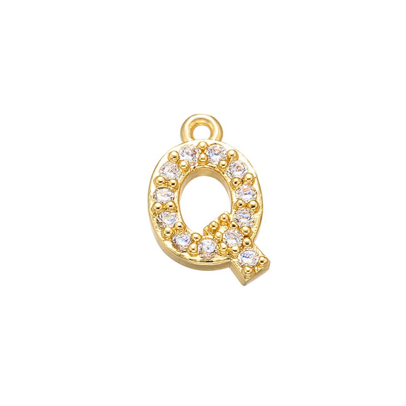 ZHUKOU 8x8.5mm ottone Cubic Zirconia cristallo 26 lettera pendenti con ciondoli per donna collana orecchini accessori gioielli modello: VD545