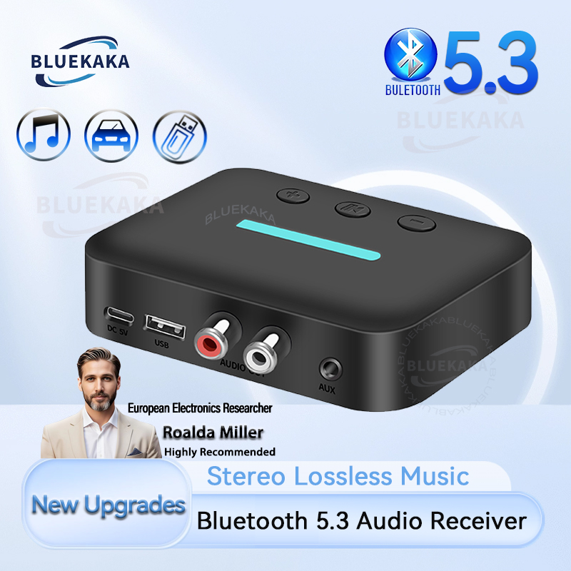 USB Bluetooth 5,3 Audio Receiver Adapter Wireless Stereo Musik 3,5mm AUX R/L RCA Unterstützung U-Disk Wiedergabe für Desktop Lautsprecher Verstärker