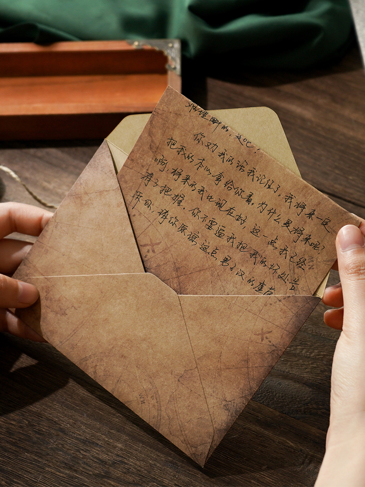 Ensemble de papier Kraft Vintage A5, enveloppes de lettres avec pendentif exquis et corde de chanvre, ensemble d&#39;enveloppe de papeterie