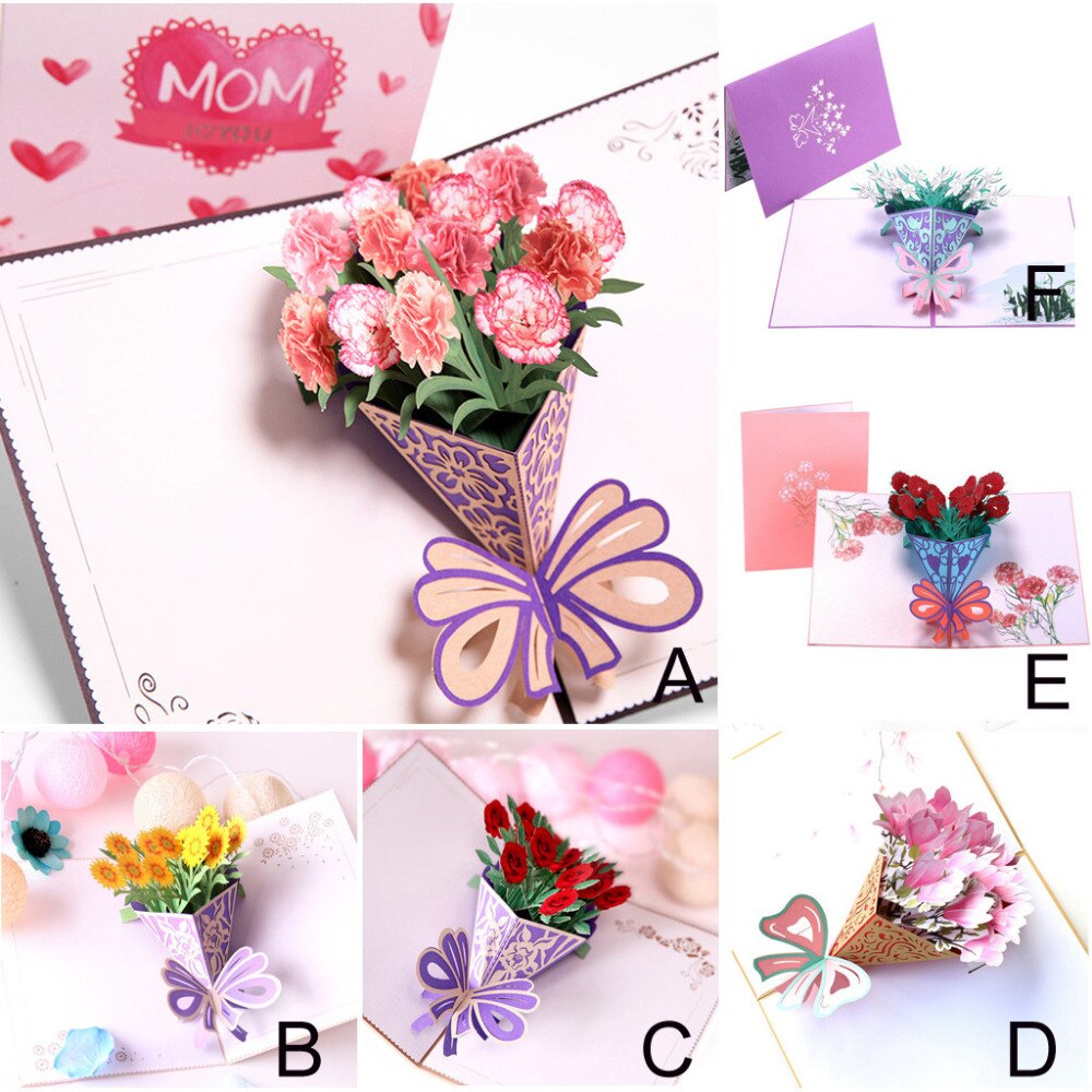 Romântico 3d popup cartões carrossel feliz aniversário 2020 dia das mães presente de aniversário cartões diy cartão & s