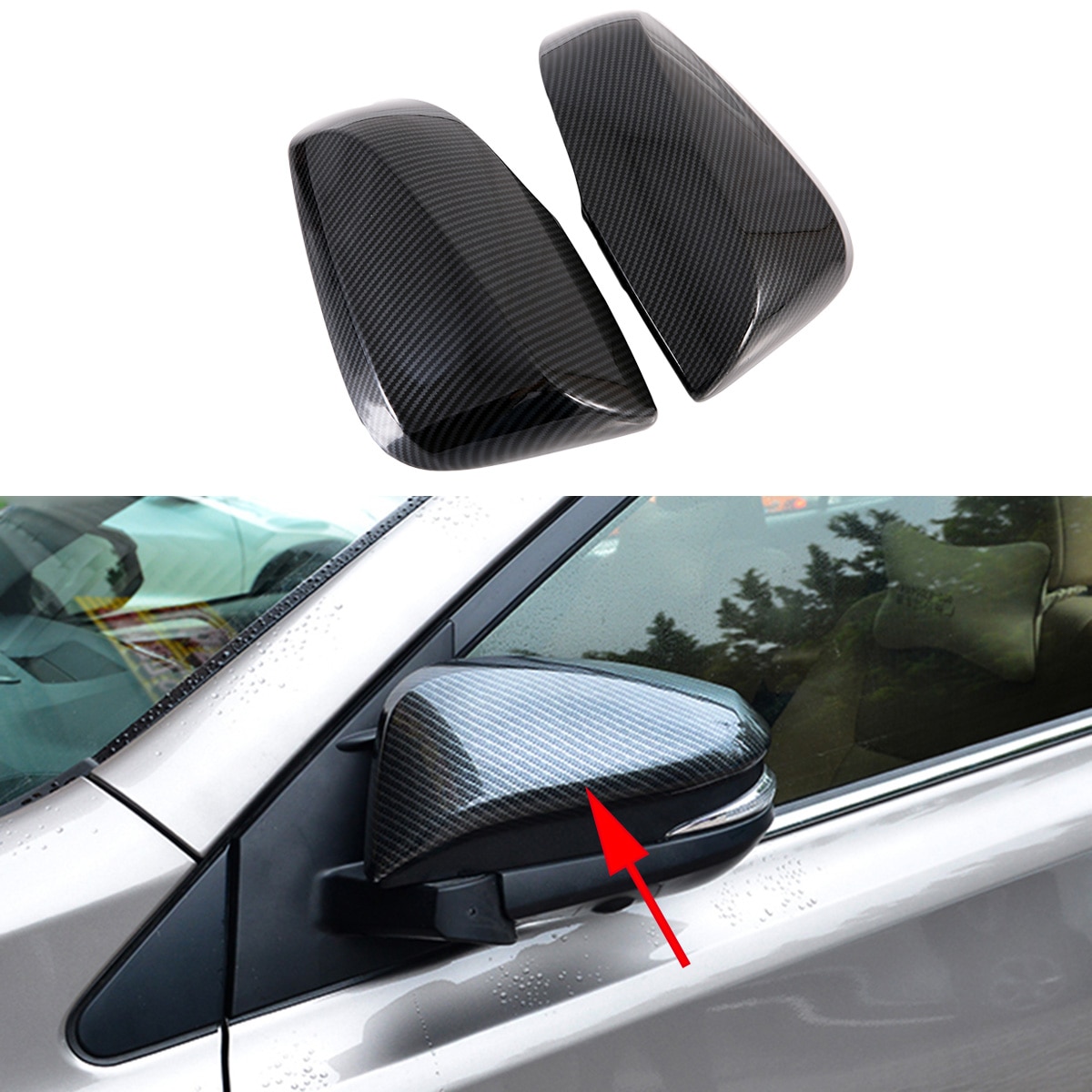 Carbon Fiber Rear View Mirror Cover Trim Fit For Toyota RAV4 Rearview Mirrors Molding Protector Accessories