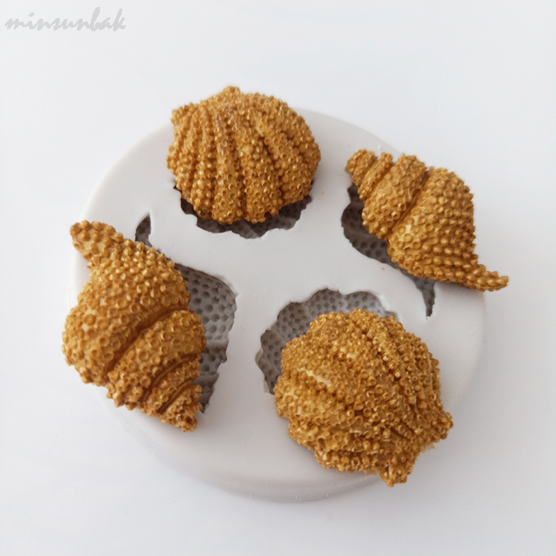 minsunbak Shell Conch Fondant Cake Silicone Mold Ocean Series DIY Chocolate Candy Baking Tools Sugarcraft
