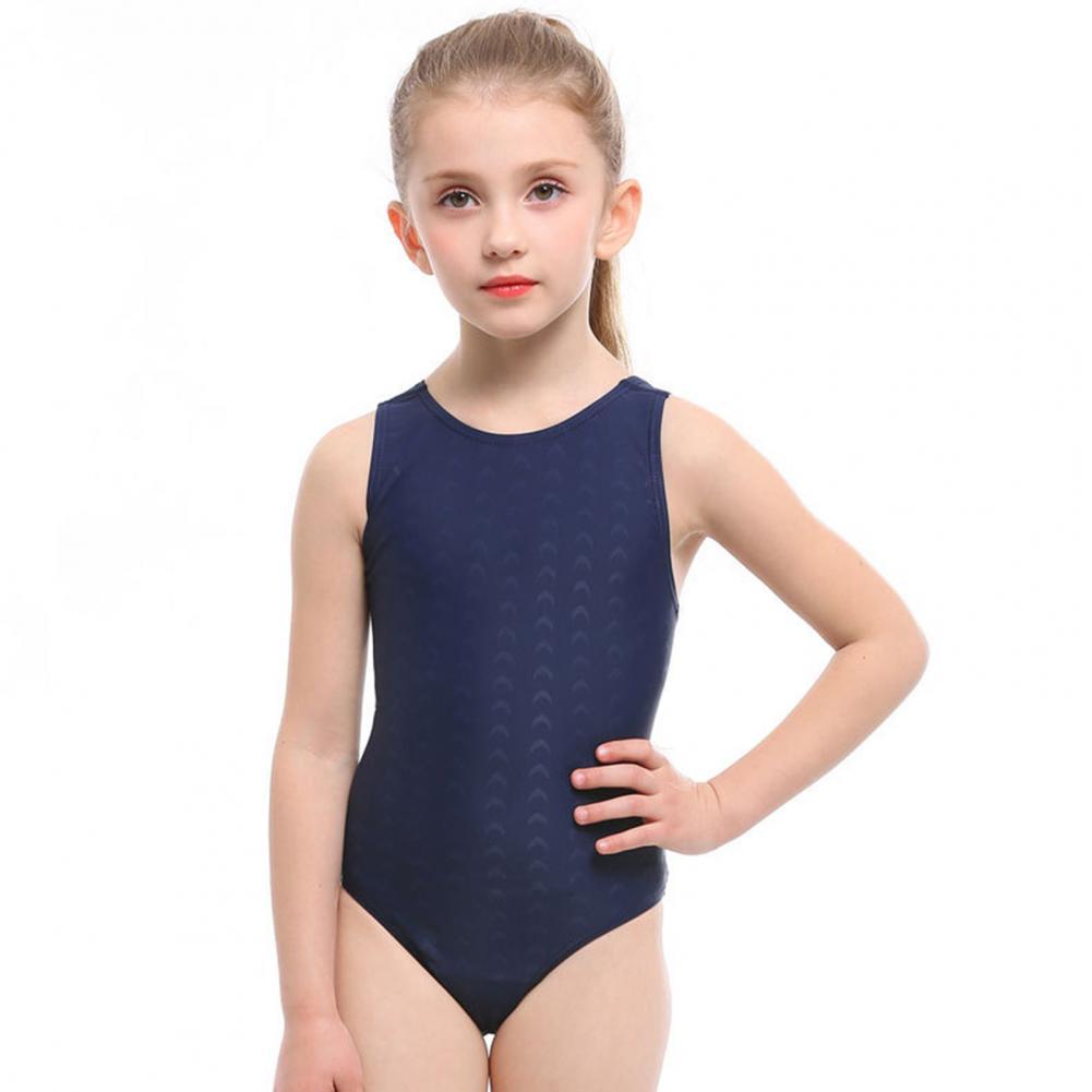 Children Swimsuit Super Soft Wear Resistant Nylon Sport One Piece Swimwear Children Bathing Suit for Kids: Blue / XS