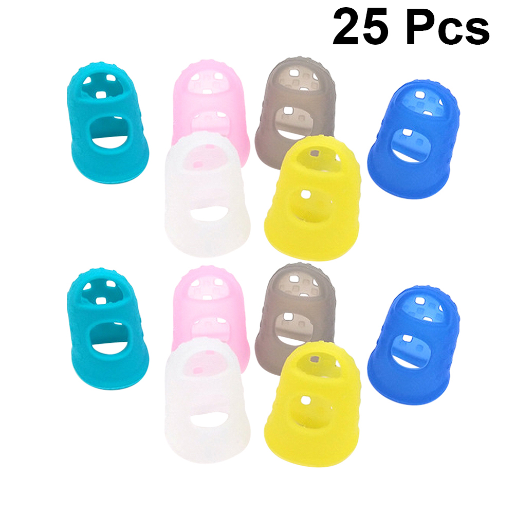 15/25 stk gitar fingertuppbeskyttere silikon fingerbeskyttelse gitar finger deksel for ukulele elektrisk gitar 5 størrelser: 25 stk