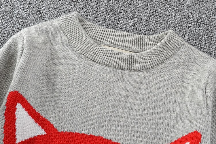 nouvelle fille pull robe imprimé renard fille Pullover décontracté à manches longues col rond tricots pull enfants vêtements