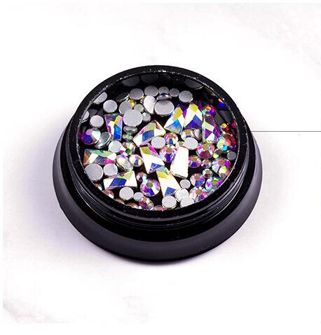 Piedra para Nail art y cuentas de vidrio brillante cuadrado AB diamantes de imitación de cristal claro decoración mixta en tarro piedras brillantes ZR01-10 de dijes: ZR05