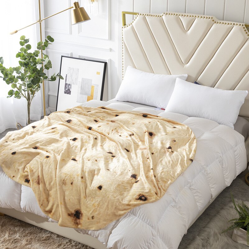 Super Soft Warm Flannel Burrito Blankets Round Shape Airplane Travel Throw Coral Fleece Tortilla Nap Wrap Blankets: 0 / 100CM