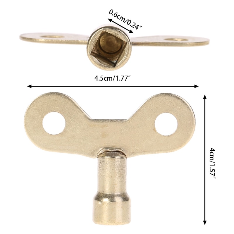 Llave de latón cuadrada para radiador, llave de purga para fontanería, llave de agua sólida para válvula de aire, herramienta de fontanería, núcleo de agujero de 6mm, 1 pieza