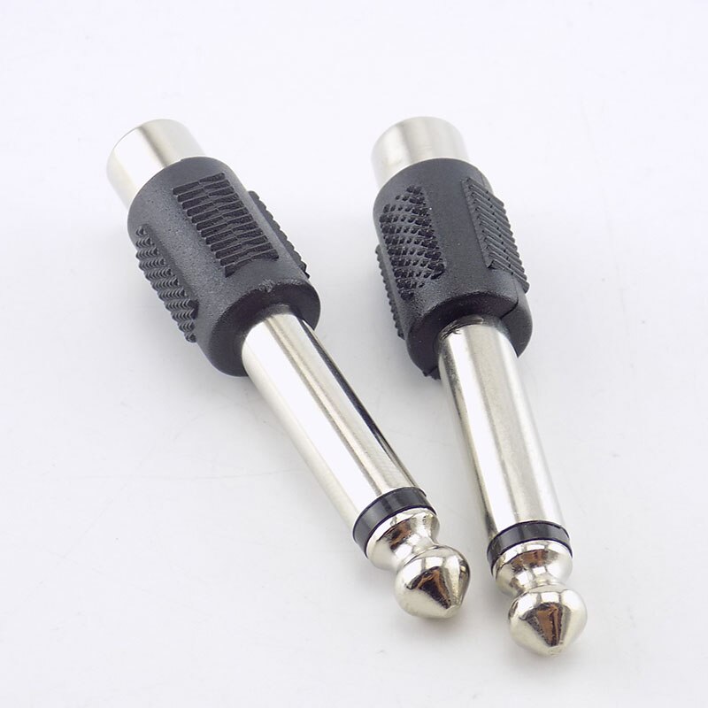 Audio Adapters RCA/AV Female Jack to 6.35mm Male Plug to RCA Female Connectors Plugs For DIY FM Microphone Mic 4pcs/lot