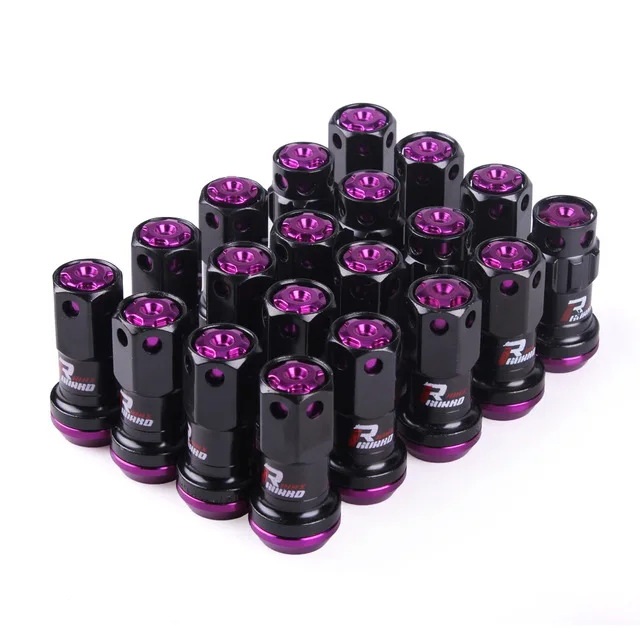 Coole R40 44-mm-Radmuttern M12x1,5/1,25 Rennradmuttern 20 Stück verriegelnde Rennradmuttern + 2 Sätze Sicherheitsschlüssel: M12X1,25 / Lila