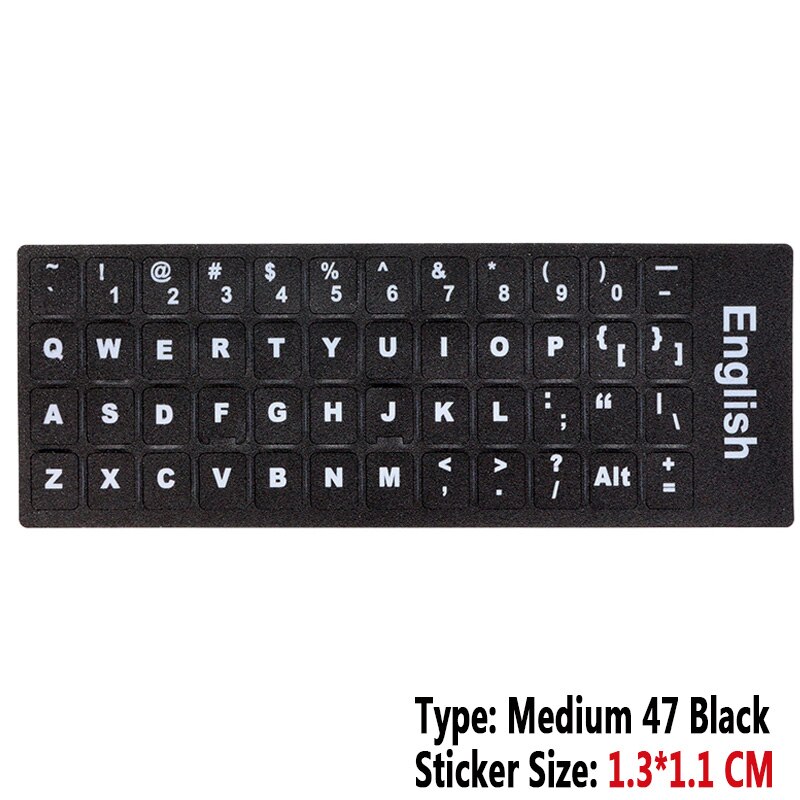 SR English Language 16 Standard Waterproof Keyboard Cover Stickers Layout Button Letters Computer Laptop Skins Accessories: Medium 47 Black