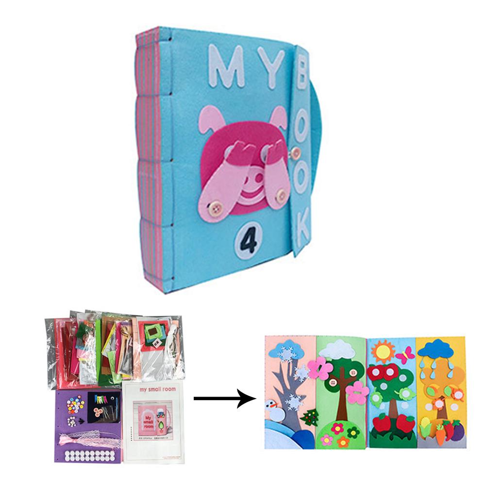 DIY Baby Toys Cloth Book Infant Baby Felt Quiet Cloth Books Early Learning Educational Felt Material Development: Blue