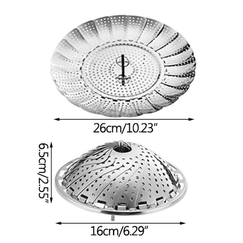 1PC Folding Steamer Basket Stainless Steel Extendable Vegetable Food Mesh Steamer Rack Home Kitchen Cooking Baking Cookware Tool: M