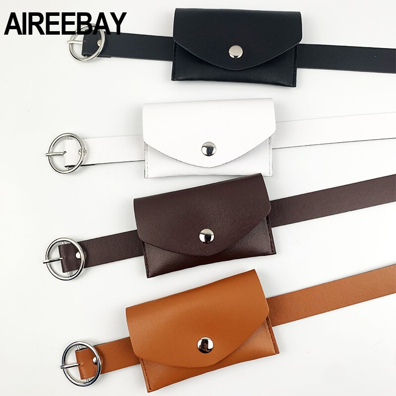 AIREEBAY Frauen Taille Gürtel Taschen Leder Damen Taille Pack Frauen Kleid Felsen Dekoration Kleine fanny Pack