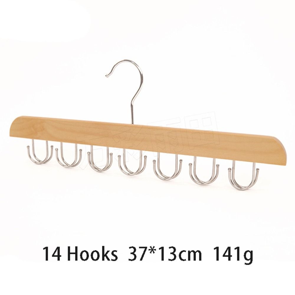 Stevig Houten 14/16/20 Haken Riemrek Multifunctioneel Draaibaar Antislip Opbergrek Tie Tank Tops Ruimtebesparende Riemhanger: Licht Geel