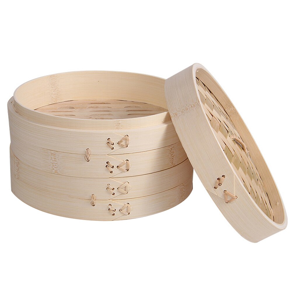 2 niveaux 10 pouces bambou vapeur pour poisson légumes Snack panier ensemble cuisine outils de cuisson boulette vapeur