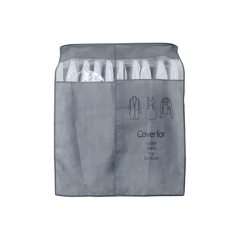 Clothes Hanging Dust Cover Non-woven Fabric Clothes Dust Covers Waterproof Clothing Dustproof Cover Home Wardrobe Coat Organizer: Gray S