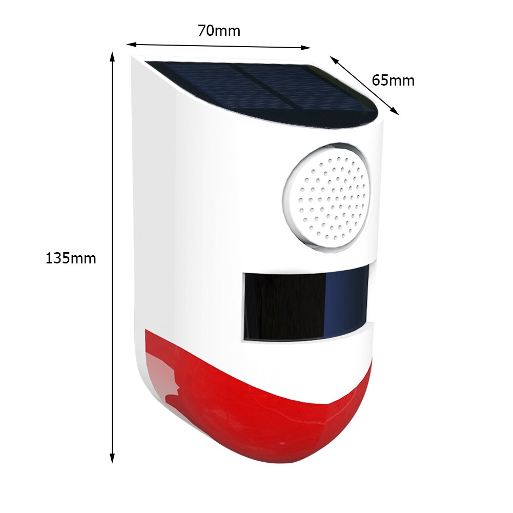 Solalarm sollyd lys alarm bevægelsessensor høj lyd strobe alarm  ip65 vandtæt 120db højt for sikkerhed i hjemmet