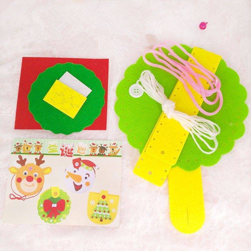 Kids DIY Christmas Handbag Non-Woven Cartoon Handmade Backpack Kindergarten Children Manual Bag Materials Kits