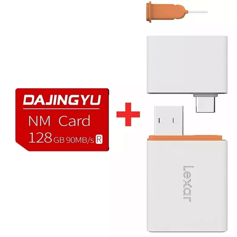 Nm Card 128Gb 256Gb Nano Geheugenkaart Voor Huawei Mate40 Mate30 X Pro P30 P40 Pro Serie Nova5 6 Matepad Lezen 90 Mb/s: 128 with Card reader