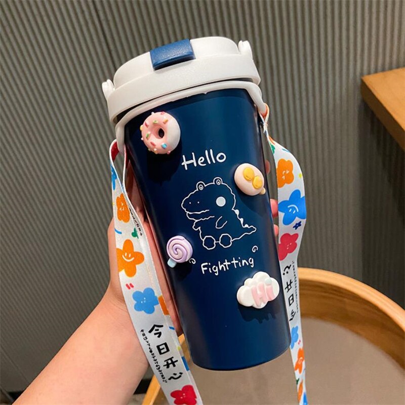 High-End Zakelijke Koffie Cup 304 Rvs Thermos Beker 500Ml Anti-Val Milieuvriendelijke Drinkware Mannen Vrouwen stro Type J318: 8