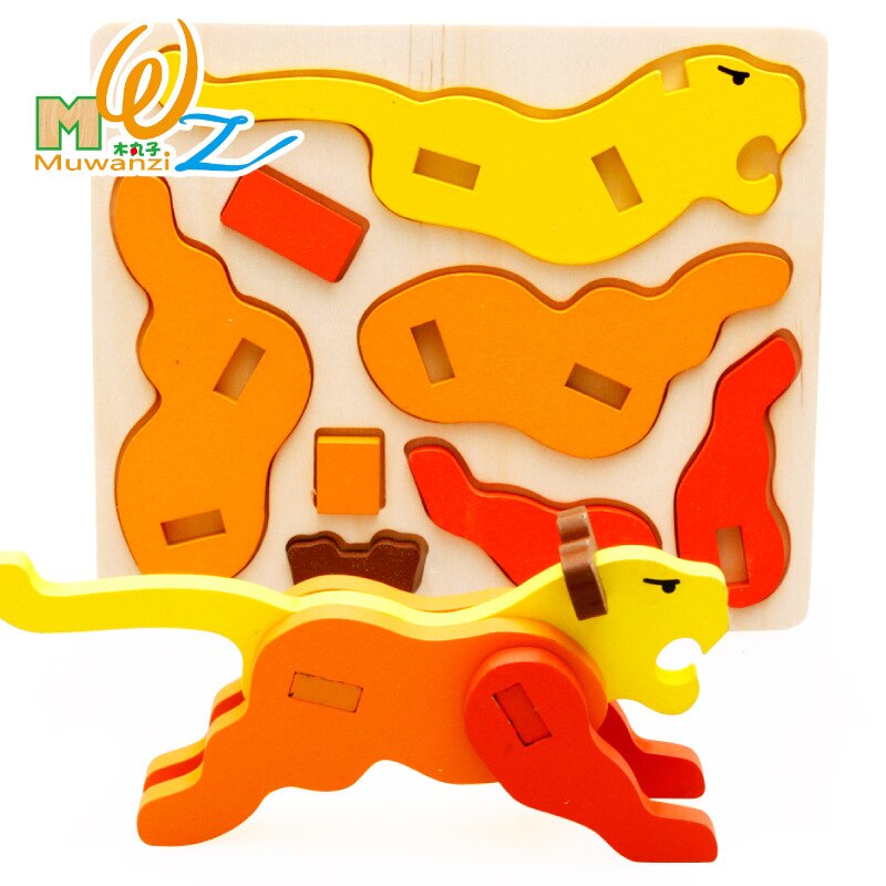 MWZ Cartoon zwierząt zabawki dla dzieci 3D puzzle drewniane puzzle dla dzieci nauka zabawki edukacyjne dla dzieci Handmade DIY zabawki