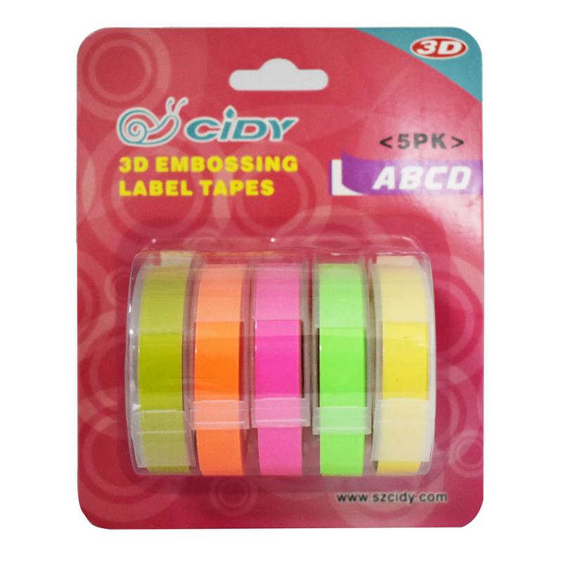 ! 5pcs/set Multicolor Dymo 3D 6/9/12mm Embossing Label Tape Compatible Dymo 1610/12965/1540/1880 For Motex E101 Label Makers: B