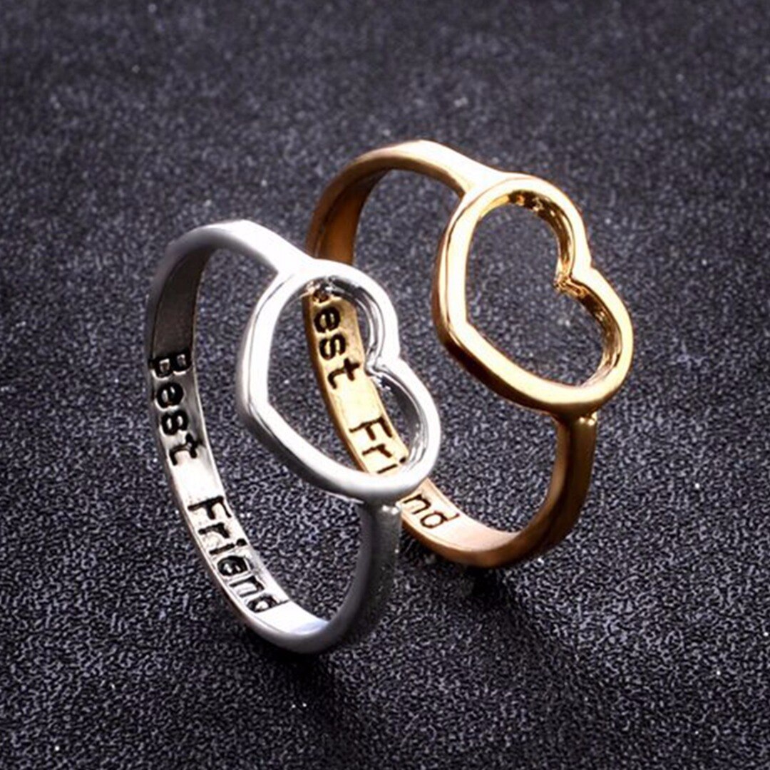 1 st bästa vän ring carve engelska brev ring bästa vänner ihåligt hjärta vänskap årsdag ring för kvinnor smycken