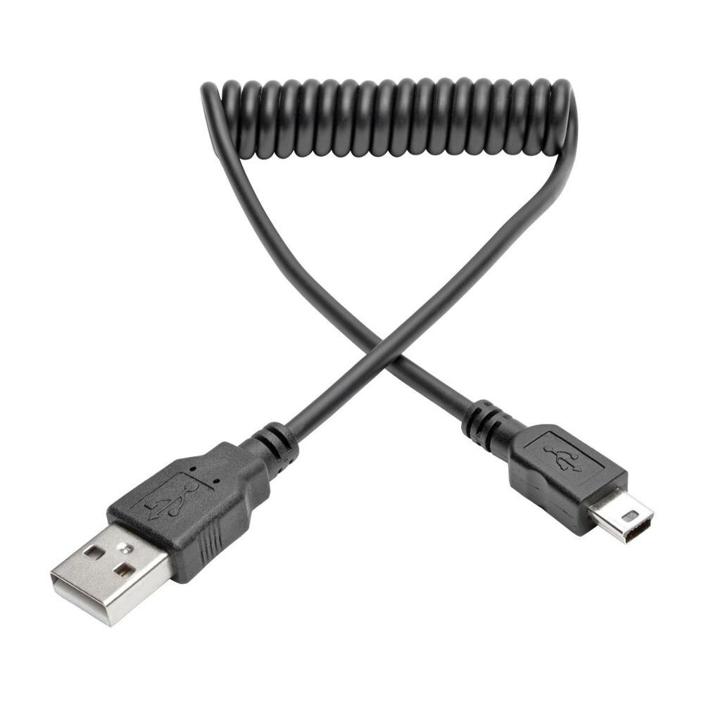 5FT/1.5M Hi-Speed USB 2.0 to USB Mini-B Cable (M/M), Coiled, USB Type-A to Mini-B