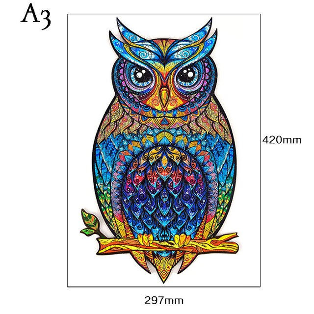 Diy Houten Tier Jigsaw Puzzels Set Spaß Houten Puzzels Voor Volwassenen En Kinderen Montessori Interactief Spel Speelgoed Puzze: A3 Owl