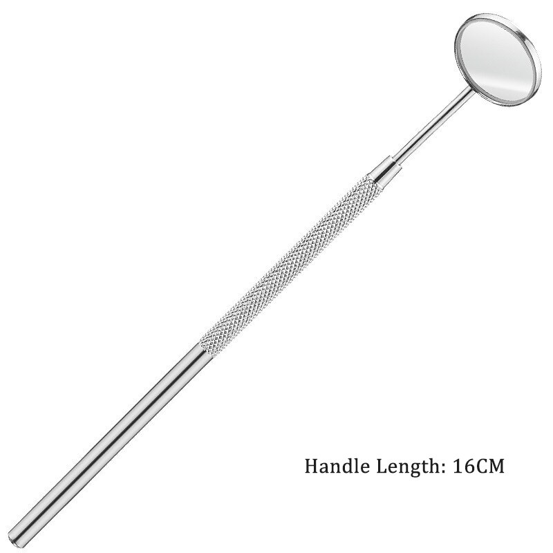 Espejo de pestañas multifunción, espejo de belleza de aumento rectangular de mango largo para comprobar la extensión de pestañas postizas, herramientas de injerto: Round Silver 1pc