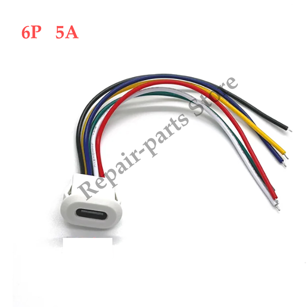2 ~ 10PCS USB Typ-C Wasserdichte USB Stecker Direkte kompression weibliche basis Buchse Lade Interface Mit schweißen Draht: Silber / Unter 5 Stücke