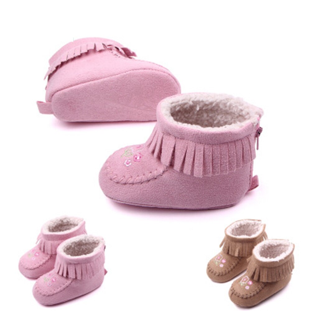 Baby Stiefel Blume Kleinkind Baby Mädchen Kleinkind Pelz Stiefel Weiche Sohle Krippe Schuhe Booties Stickerei Blume TasselsPrewalker