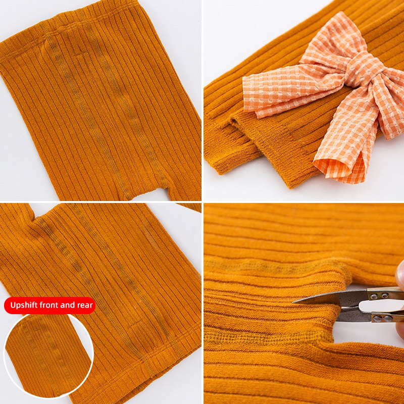 Doce cor sólida bowknot collants do bebê outono inverno quente criança leggings princesa macio respirável criança menina meia-calça