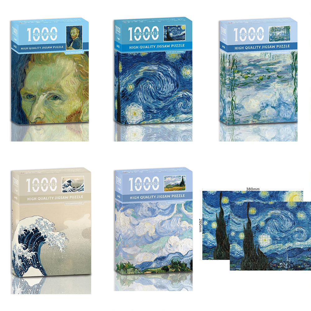 Mini-puzzle, 1000 -teilig, für erwachsene, van gogh, die sternennacht, papier-weihnachtsspielzeug