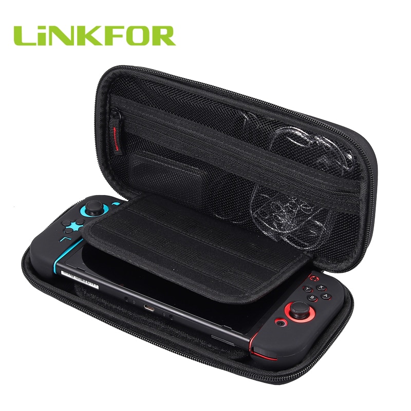 LiNKFOR-Paquete de protectores de pantalla para Nintendo Switch, funda de cartucho, agarre cómodo, estuche de transporte, accesorios