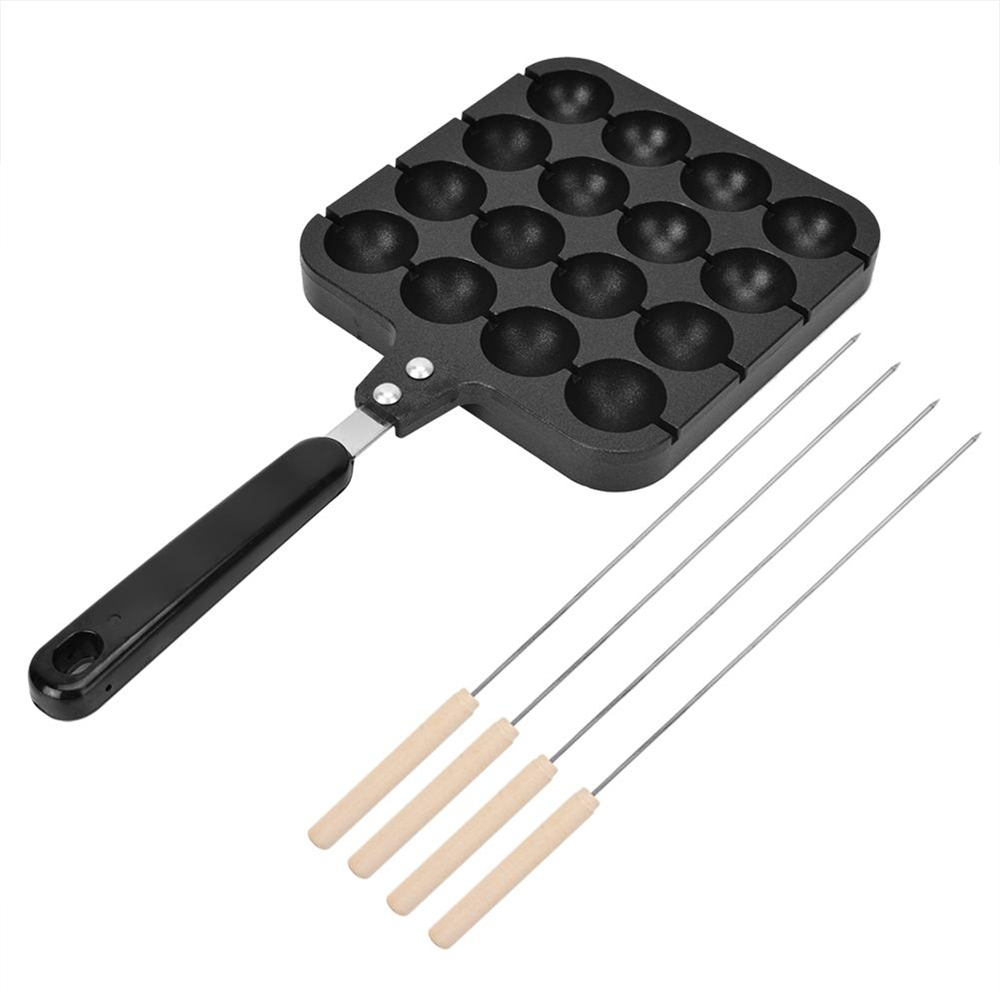 16 Holes Aluminum Alloy Non-Stick Takoyaki Pan Plate Takoyaki Maker Octopus Small Balls Baking Pan Home Cooking Baking Tool