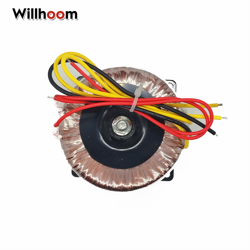 Transformador toroidal 50w, saída dupla, 3 fios, 9v-0-9v/12v-0-12v/24v-0-24v, fio de cobre, amplificador de áudio, entrada 220v 110v, núcleo de anel