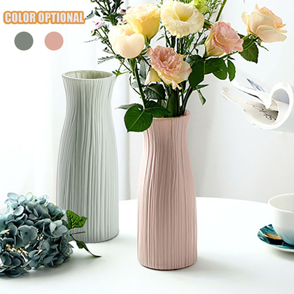 Onbreekbaar Vaas Origami Plastic Vaas Melkwit Imitatie Keramische Bloempot Bloemenmand Bloem Vaas Home Decor