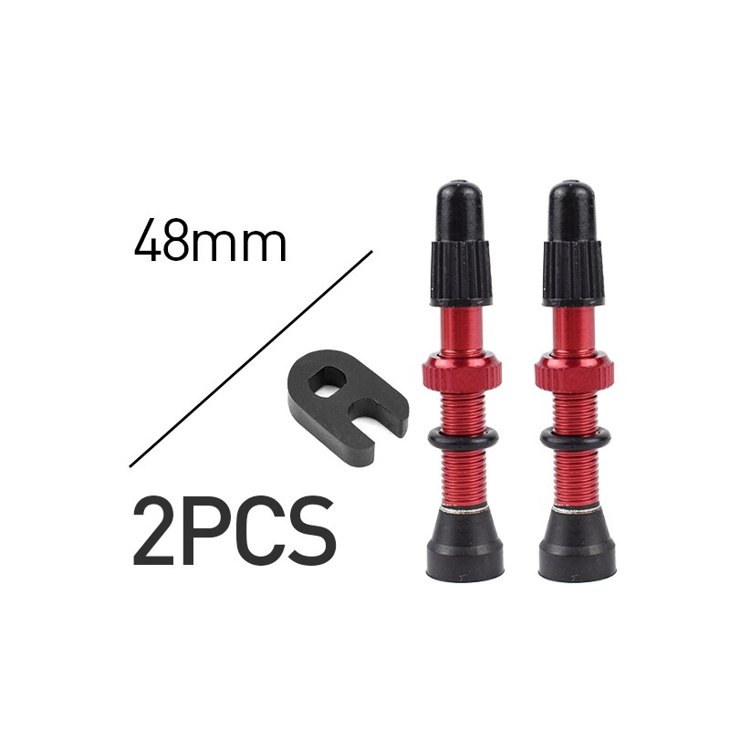 Fahrrad 1 Paar 48mm 60mm 78mm Presta Ventil für Rennrad MTB Fahrrad Tubeless Reifen Messing Core Legierung stem Tubeless Dicht: 48mm Red 1 Pair