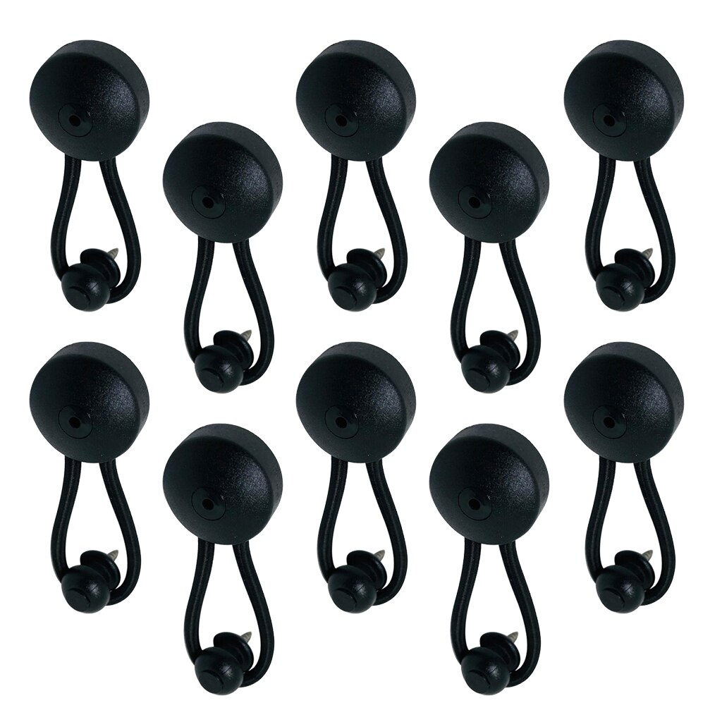 10 Pieces Reusable Bungee / Shock Cord Fasteners for Canvas, Black