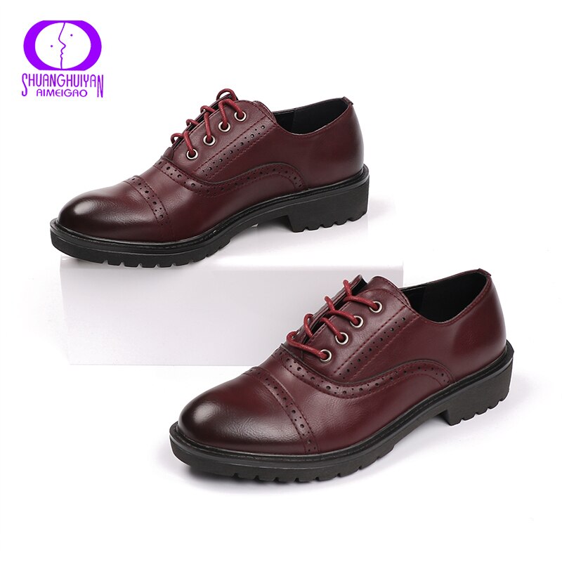 AIMEIGAO Printemps été femmes Chaussures Oxford Collège Style À Lacets À Talons Bureau Dames Chaussures En Plein Air Décontracté Chaussures De Sport Légères