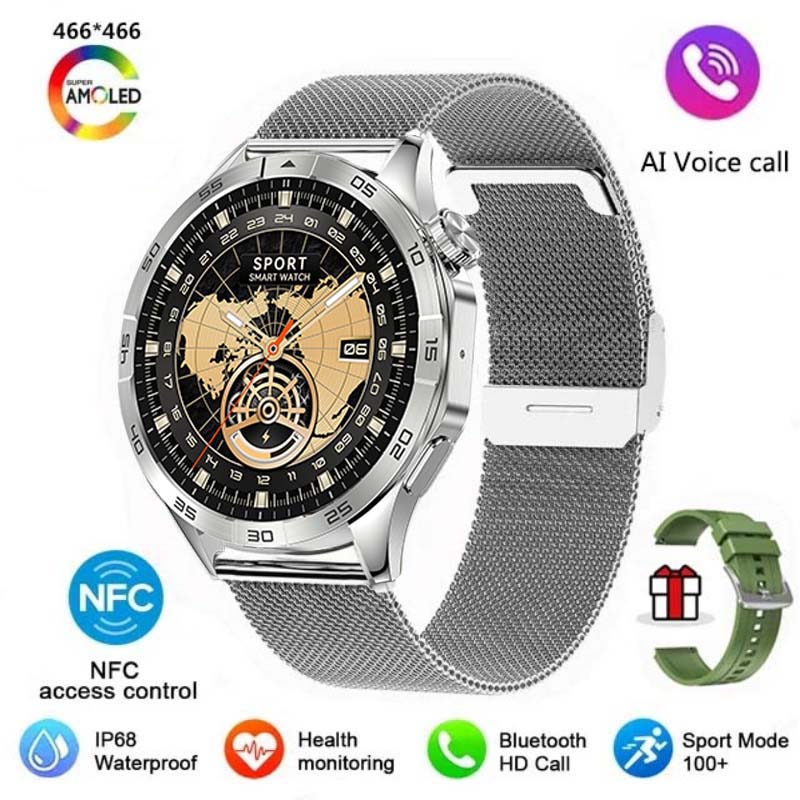 2024 nowy męnarty Smartwatch Bluetooth dzwoni 1. 43-calowy 466*466 AMOLED ekran HD bezprzewodowe ładowanie IP68 wodoodporny damski Smartwatch: Niebieski