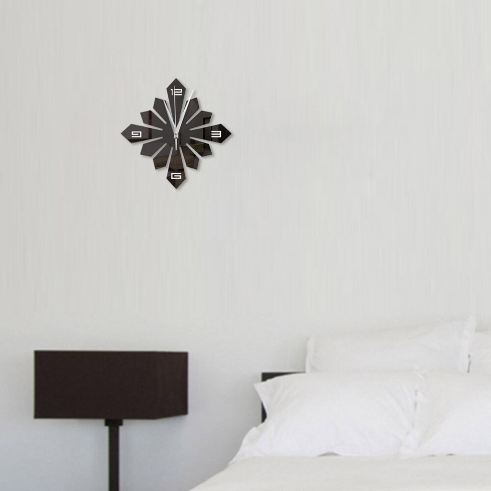 Wall Hanging Clock Modern Household Kitchen Room Decor Acrylic Arrow Mirror Hollow Decor Numeral Wall Clock without Battery