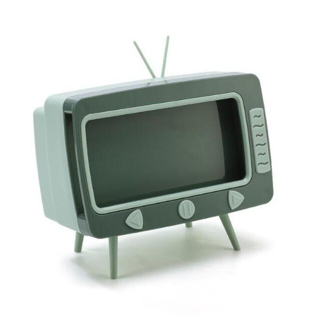 Caja de pañuelos portátil para oficina, contenedor de papel de escritorio, organizador de apariencia de TV,: Verde