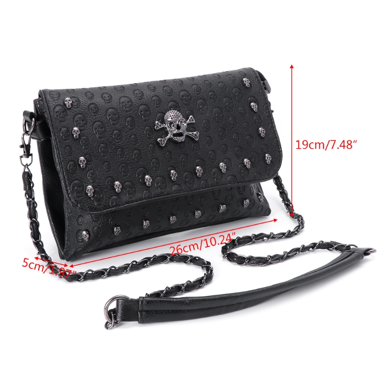 Women Handbag Rivet Gothic Skull Bags Chain Messenger Crossbody Shoulder Bag