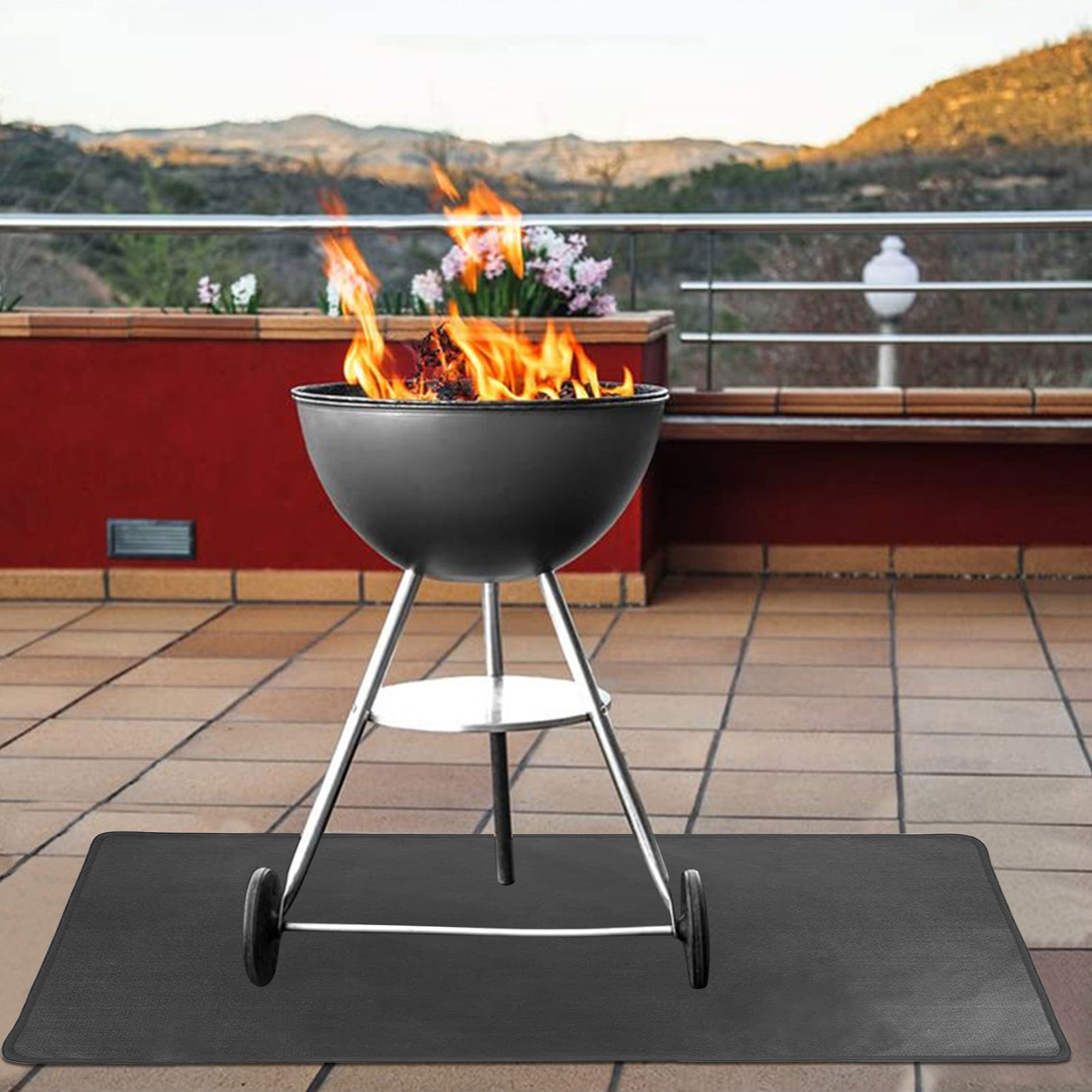 Outdoor Fireproof Heat Resistant Barbecue Grill Splatter Mat Fire Pit Mat Blanket For Backyard Floor Protective Rug